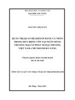 Quản trị quan hệ khách hàng cá nhân trong huy động vốn tại ngân hàng TMCP ngoại thương Việt Nam, chi nhánh Đà Nẵng