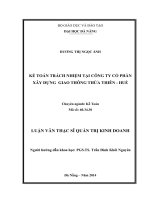 Luận văn thạc sĩ Kế toán trách nhiệm tại công ty cổ phần xây dựng giao thông Thừa Thiên Huế (full)