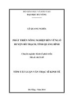 Phát triển nông nghiệp bền vững ở Huyện Bố Trạch, Tỉnh Quảng Bình