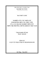 Nghiên cứu các nhân tố ảnh hưởng đến cấu trúc vốn của các doanh nghiệp niêm yết trên thị trường chứng khoán Việt Nam