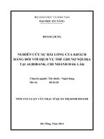 Nghiên cứu sự hài lòng của khách hàng đối với dịch vụ thẻ ghi nợ nội địa tại Agribank, chi nhánh Đăk Lăk.