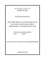 Phát triển dịch vụ ngân hàng bán lẻ tại ngân hàng thương mại cổ phần Phương Đông - Chi nhánh Trung Việt