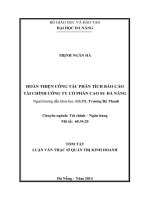 Hoàn thiện công tác báo cáo tài chính công ty cổ phần cao su Đà Nẵng.