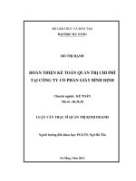 Luận văn thạc sĩ Hoàn thiện kế toán quản trị chi phí tại công ty cổ phần giày Bình Định (full)