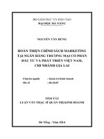 Hoàn thiện chính sách marketing tại ngân hàng TMCP đầu tư và phát triển VN, chi nhánh Gia Lai.