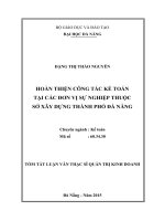 Hoàn thiện công tác kế toán tại các đơn vị sự nghiệp thuộc sở xây dựng Thành phố Đà Nẵng