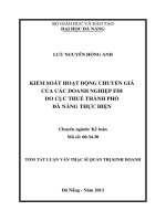 Kiểm soát hoạt động chuyển giá của các doanh nghiệp FDI do cục thuế thành phố Đà Nẵng thực hiện