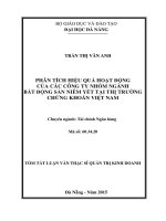 Phân tích hiệu quả hoạt dộng của các công ty nhóm ngành bất động sản niêm yết tại thị trường chứng khoán Việt Nam