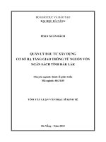 Quản lý đầu tư xây dựng cơ sở hạ tầng giao thông từ nguồn vốn ngân sách Tỉnh Đăk Lắk
