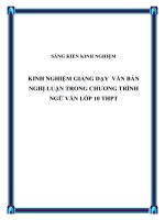 SKKN kinh nghiệm giảng dạy văn bản nghị luận trong chương trình ngữ văn lớp 10
