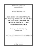 Hoàn thiện công tác xếp hạng tín dụng nội bộ đối với khách hàng doanh nghiệp tại ngân hàng TMCP Á Châu - Chi nhánh Quảng Ngãi