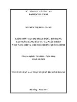 Kiểm soát nội bộ hoạt động tín dụng tại ngân hàng đầu tư và phát triển Việt Nam (BIDV), chi nhánh Bắc Quảng Ninh
