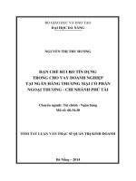 Hạn chế rủi ro tín dụng trong cho vay doanh nghiệp tại ngân hàng TMCP ngoại thương, chi nhánh Phú tài.