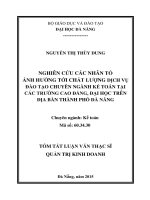 Nghiên cứu các nhân tố ảnh hưởng tới chất lượng dịch vụ đào tạo chuyên ngành kế toán tại các trường cao đẳng, đại học trên địa bàn Thành phố Đà Nẵng