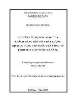 Nghiên cứu sự hài lòng của khách hàng đối với chất lượng dịch vụ cung cấp nước của công ty TNHH MTV cấp nước Đà Nẵng