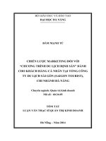 Chiến lược marketing đối với Chương trình du lịch định sẵn dành cho khách hàng cá nhân tại tổng công ty du lịch Sài Gòn (Sài Gòn tourist), chi nhánh Đà Nẵng.