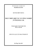 Phát triển hợp tác xã nông nghiệp ở Tỉnh Đăk Lắk