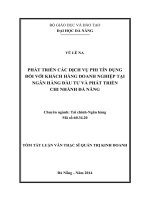 Phát triển các dịch vụ phi tín dụng đối với khách hàng doanh nghiệp tại ngân hàng đầu tư và phát triển - Chi nhánh Đà Nẵng.