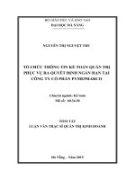 Tổ chức thông tin kế toán quản trị phục vụ ra quyết định ngắn hạn tại công ty cổ phần Pymepharco