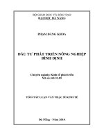 Đầu tư phát triển nông nghiệp Bình Định