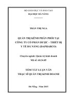 Quản trị kênh phân phối tại công ty cổ phần dược - thiết bị y tê Đà Nẵng (Dapharco)