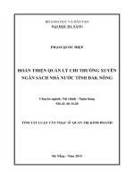 Hoàn thiện quản lý chi thường xuyên ngân sách nhà nước Tỉnh ĐăK Nông