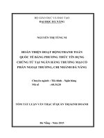 Hoàn thiện hoạt động thanh toán quốc tế bằng phương thức tín dụng chứng từ tại ngân hàng TMCP ngoại thương, chi nhánh Đà Nẵng