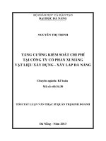 Tăng cường kiểm soát chi phí tại công ty cổ phần xi măng vật liệu xây dựng - xây lắp Đà Nẵng