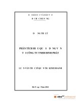 Luận văn thạc sĩ Phân tích hiệu quả sử dụng vốn tại công ty TNHH Đinh Phát (full)