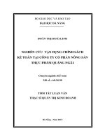 Nghiên cứu vận dụng chính sách kế toán tại công ty cổ phần nông sản thực phẩm Quảng Ngãi