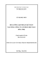 Đo lường lợi nhuận kế toán tại tổng công ty cổ phần dệt may Hoà Thọ