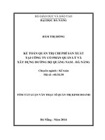 Kế toán quản trị chi phí sản xuất tại công ty cổ phần quản lý và xây dựng đường bộ Quảng Nam- Đà nẵng