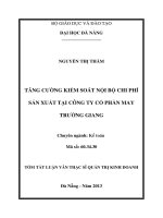 Tăng cường kiểm soát nội bộ chi phí sản xuất tại công ty cổ phần may Trường Giang