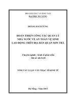 Hoàn thiện công tác quản lý nhà nước về an toàn vệ sinh lao động trên địa bàn Quận Sơn Trà