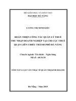 Hoàn thiện công tác quản lý thuế thu nhập doanh nghiệp tại chi cục thuế Quận Liên Chiểu Thành Phố Đà Nẵng