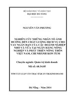 Nghiên cứu những nhân tố ảnh hưởng đến chất lượng dịch vụ cho vay ngắn hạn của các doanh nghiệp nhỏ và vừa tại ngân hàng NN&PTNT Việt Nam, Chi nhánh Kon Tum.
