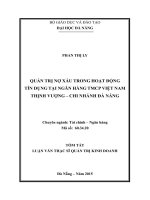 Quản trị nợ xấu trong hoạt động tín dụng tại ngân hàng TMCP Việt Nam Thịnh Vượng - chi nhánh Đà Nẵng