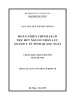Hoàn thiện chính sách thu hút nguồn nhân lực ngành y tế Tỉnh Quảng Ngãi