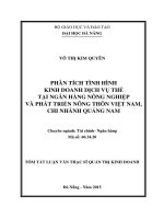 Phân tích tình hình kinh doanh dịch vụ thẻ tại ngân hàng NN&PTNT Việt Nam, Chi nhánh Quảng Nam