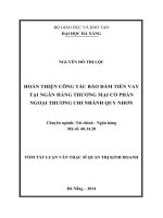Hoàn thiện công tác đảm bảo tiền vay tại ngân hàng thương mại cổ phần ngoại thương chi nhánh Quy Nhơn.