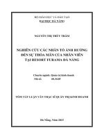 Nghiên cứu các nhân tố ảnh hưởng đến sự thỏa mãn của nhân viên tại Resort Furama Đà Nẵng