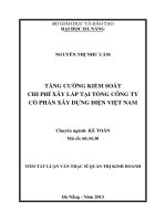 Tăng cường kiểm soát chi phí xây lắp tại công ty cổ phần xây dựng điện Việt Nam