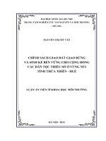 Chính sách giao đất giao rừng và sinh kế bền vững cho cộng đồng các dân tộc thiểu số ở vùng núi tỉnh Thừa Thiên Huế