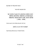 Sự sáng tạo của đảng cộng sản đông dương trong lãnh đạo phong trào dân chủ, dân sinh (1936 1939)