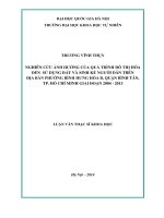 Nghiên cứu ảnh hưởng của quá trình đô thị hóa đến thay đổi sử dụng đất và sinh kế người dân trên địa bàn phường Bình Hưng Hòa B, quận Bình Tân, thành phố Hồ Chí Minh giai đoạn 2004-2013