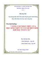 vận dụng kiến thức liên môn để giải quyết tình huống dành cho học sinh trung học nâng cao nhận thức của học sinh thpt về biến đổi khí hậu toàn cầu