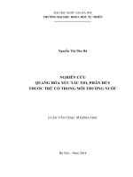 Nghiên cứu quang hóa xúc tác TiO2 phân hủy thuốc trừ cỏ trong môi trường nước