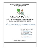 giáo án dự thi vận dụng kiến thức liên môn trong giảng dạy bộ môn sinh học 9 tiết 33 bài 29 bệnh và tật di truyền ở người