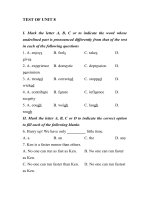 TEST OF UNIT 8 - WITH KEY