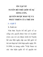 ÔN TẬP TP TUYÊN BỐ THẾ GIỚI VỀ SỰ SỐNG CÒN QUYỀN ĐƯỢC BẢO VỆ VÀ PHÁT TRIỂN CỦA TRẺ EM